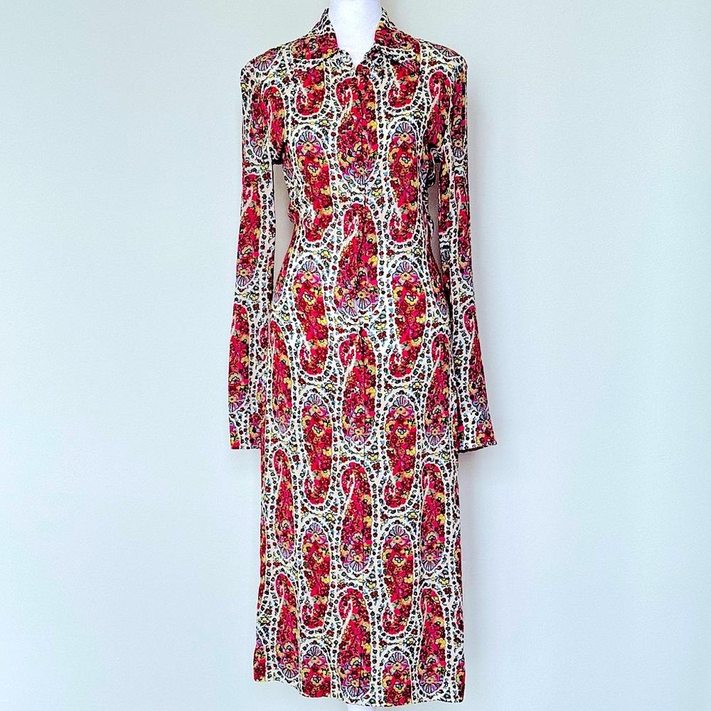 NWT: Etro -Paisley Collared Long Sleeve Button Down Dress